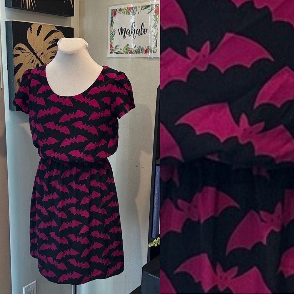 Peach Love California Black and Pink Bat Dress